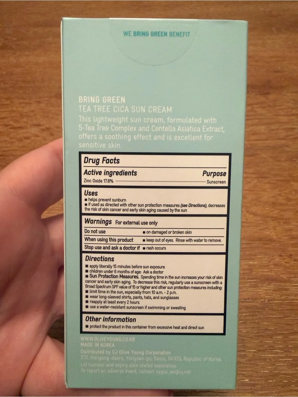 Tea Tree Cica Sun Cream SPF 50 - Mint
